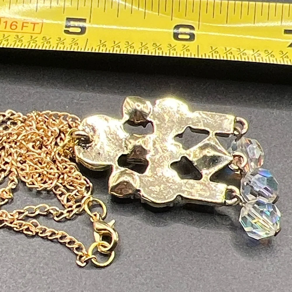 Vintage Faux Turquoise Rhinestone Necklace - Picture 6 of 6